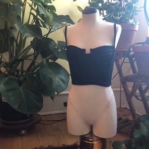 Black structured bustier crop